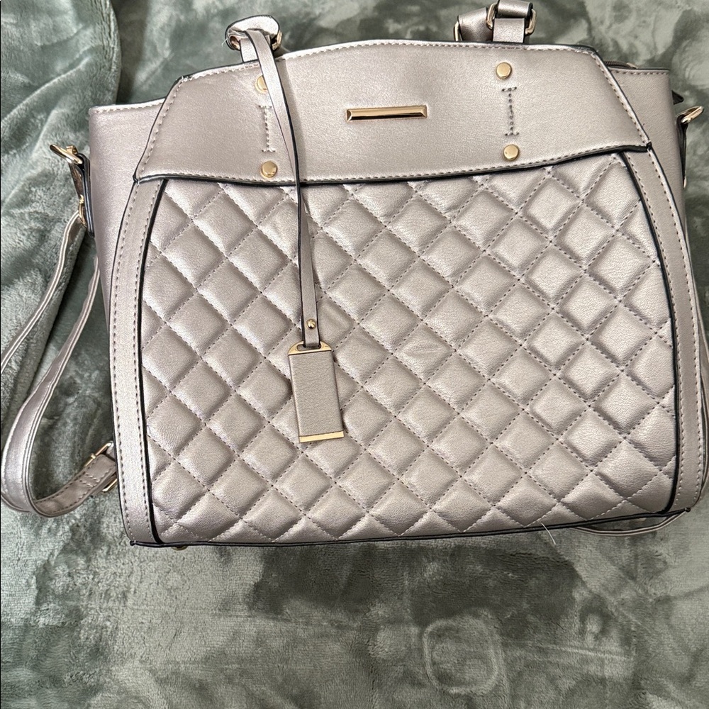 Elegant Quilted Silver Handbag